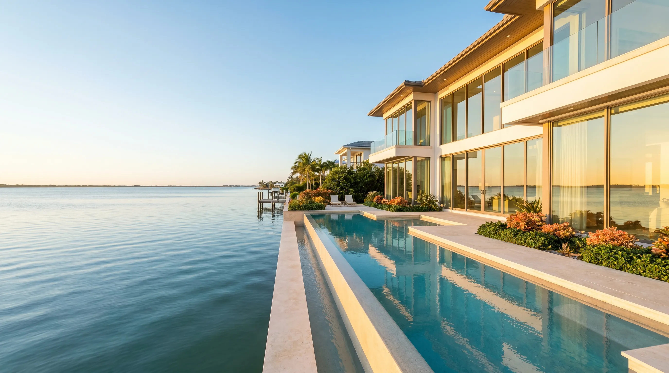 A pristine Gulf-coast Sarasota home at golden hour