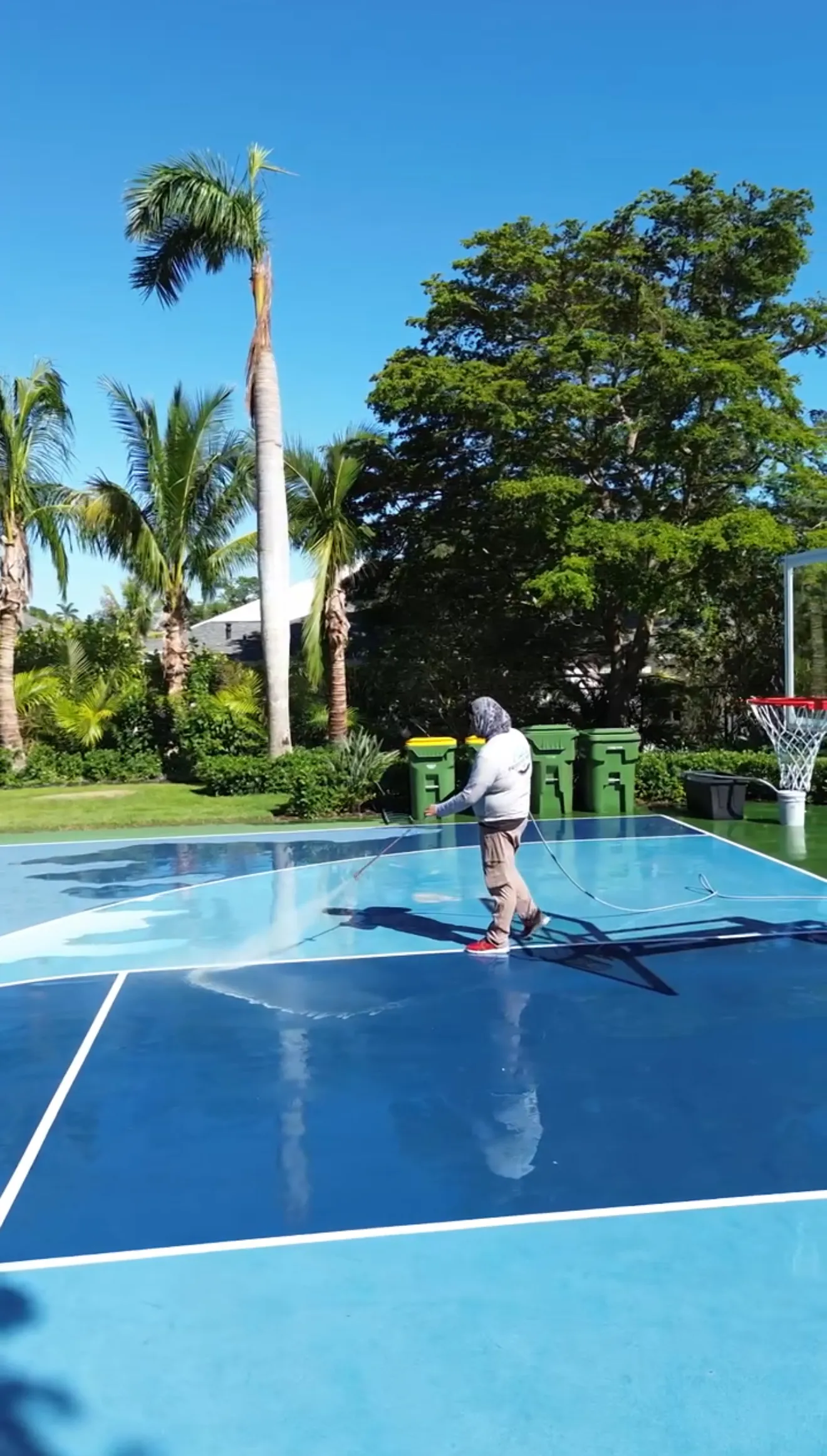 Private sport court restored by pressure washing on Longboat Key